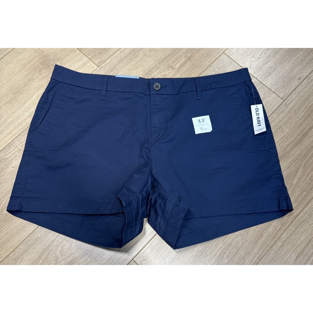 New Old Navy Everyday Shorts Womens 3.5" Inseam Flat Front size 14 Navy Blue